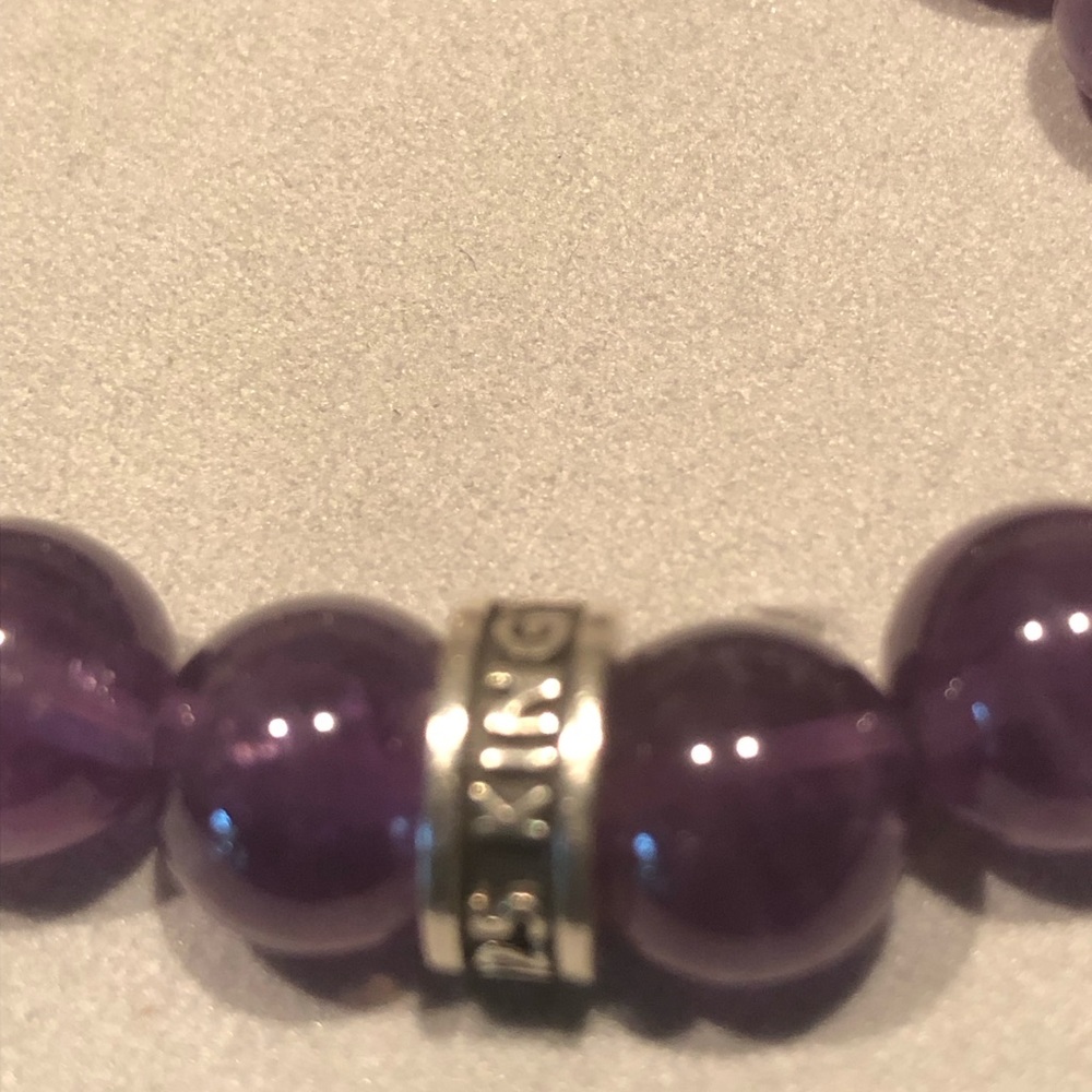 ❌SOLD❌❤️KING BABY STUDIO 10mm Amethyst Bead Silver Skull Bracelet $365 - Picture 12 of 15